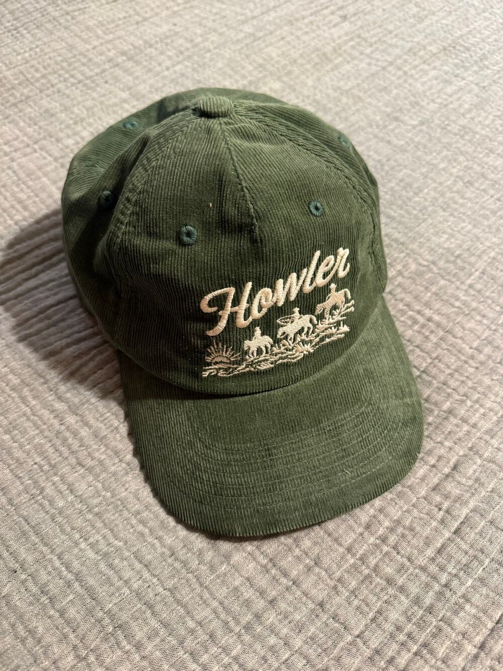 Howler Bros Corduroy Baseball Cap Hat Green 100% Cotton